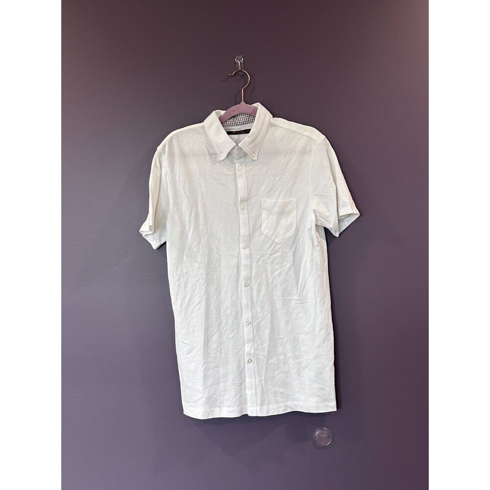 Ben Sherman Button Down Short Sleeve Shirt White Size Small